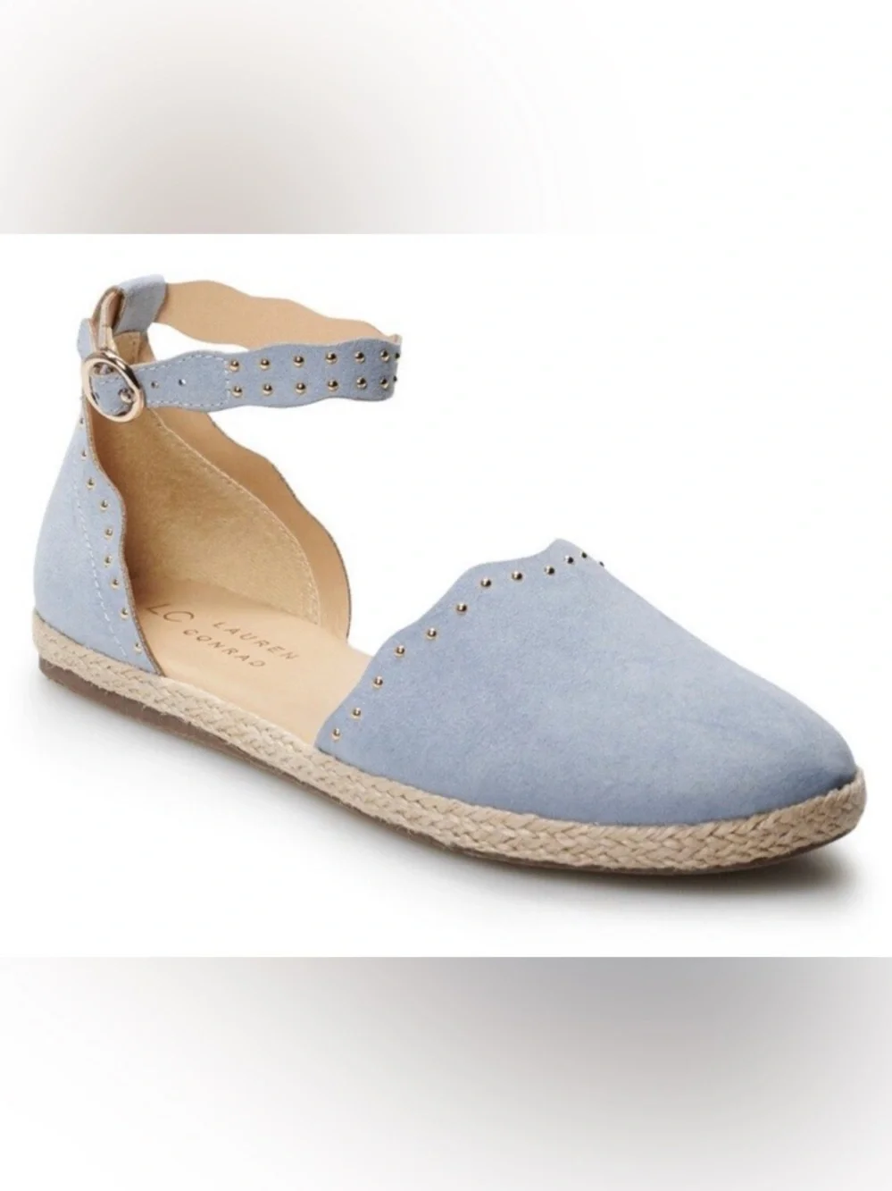 LC Lauren Conrad Light Blue Studded Ankle-Strap Espadrille